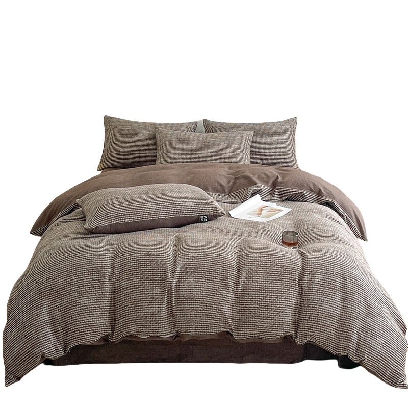 Luxurious Washed Cotton Duvet Cover Set Four Piece Bedding Suite_voghion.com