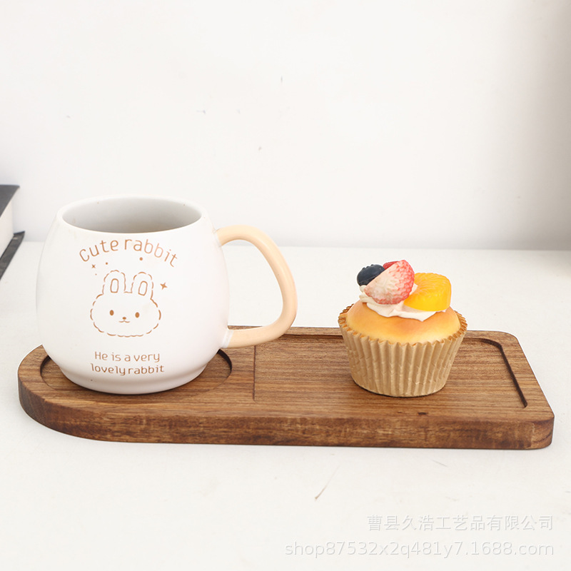 Cross-Border Wooden Desktop Tea Tray Bread Milk Separated Japanese Breakfast Tray Coffee Shop Dessert Afternoon Tea Tray