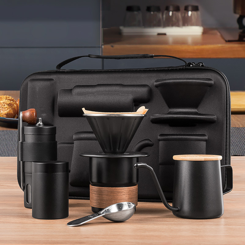 Café hecho a mano Juego de café hecho a mano Camping portátil Juego de café hecho a mano Caja de regalo Introducción a los utensilios de café para el hogar
