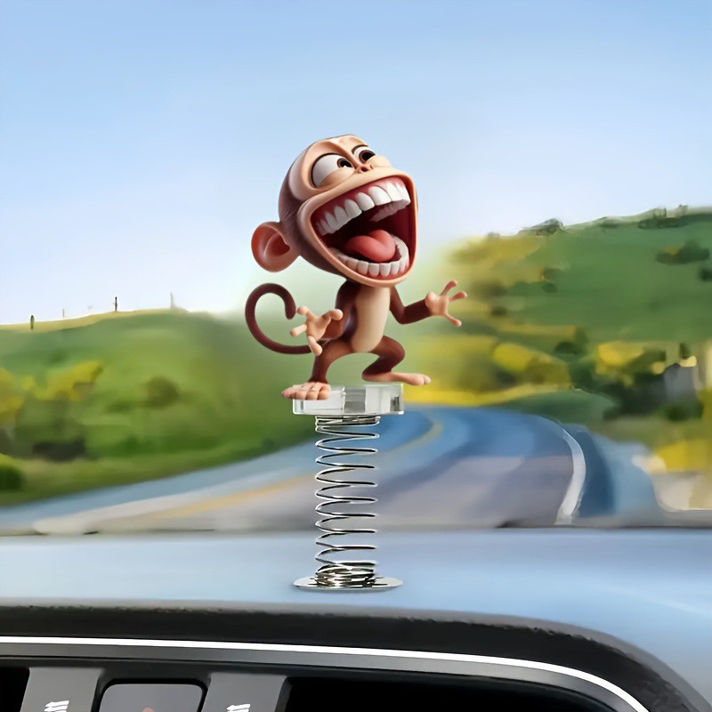 Colgar adornos transfronterizos divertidos monos gigantes exagerados bebés conejos acrílicos 2D adornos de primavera para automóviles rock music image 2