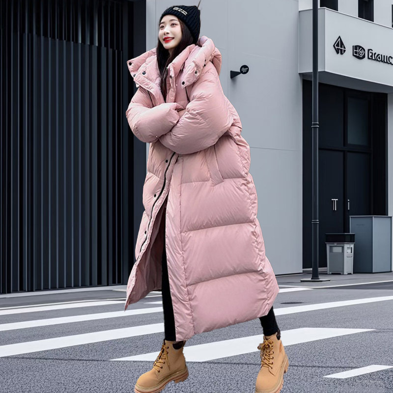 Cream-Colored Mid-Length down Jacket for Women, High-Quality Women's Winter Coat, Korean-Style Duck down Jacket, Pinghu down Jacket Hd
