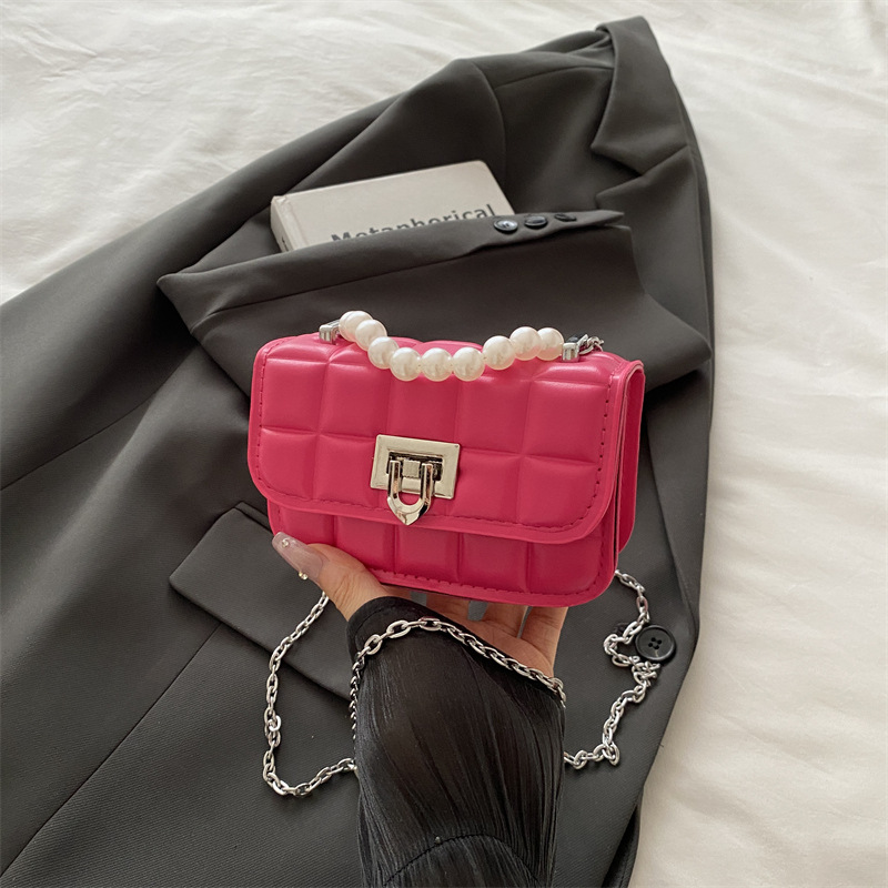 Elegante borsa a tracolla piccola a quadri per donna versatile_voghion.com