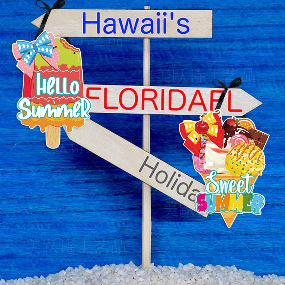 Nueva decoración hawaiana puerta colgante etiqueta verano fiesta escena diseño helado colgante
