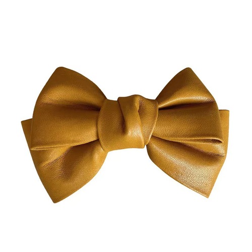South Korea's Dongdaemun temperament retro spring and summer new PU leather bow hairpin Internet celebrity pressure clip bangs clip hair accessories