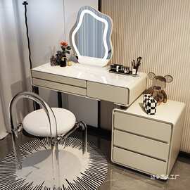 年新款轻奢实木梳妆台卧室现代简约转角化妆斗柜收纳书桌一体
