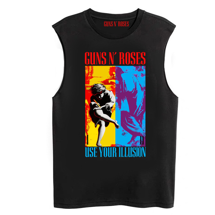Summer Guns N' Roses Rock Gun and Rose Band Gun Flower Sleeveless T-Shirt Loose Sleeveless Vest Summer Guns N' Roses Rock Gun and Rose Band Gun Flower Sleeveless T-Shirt Loose Sleeveless Vest