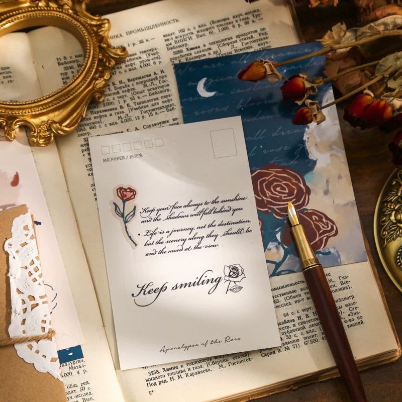 Почтовая открытка-бокс (MR. PAPER) Rose Revelation — 30 ретро иллюстрационных карточек, нарисованных вручную
