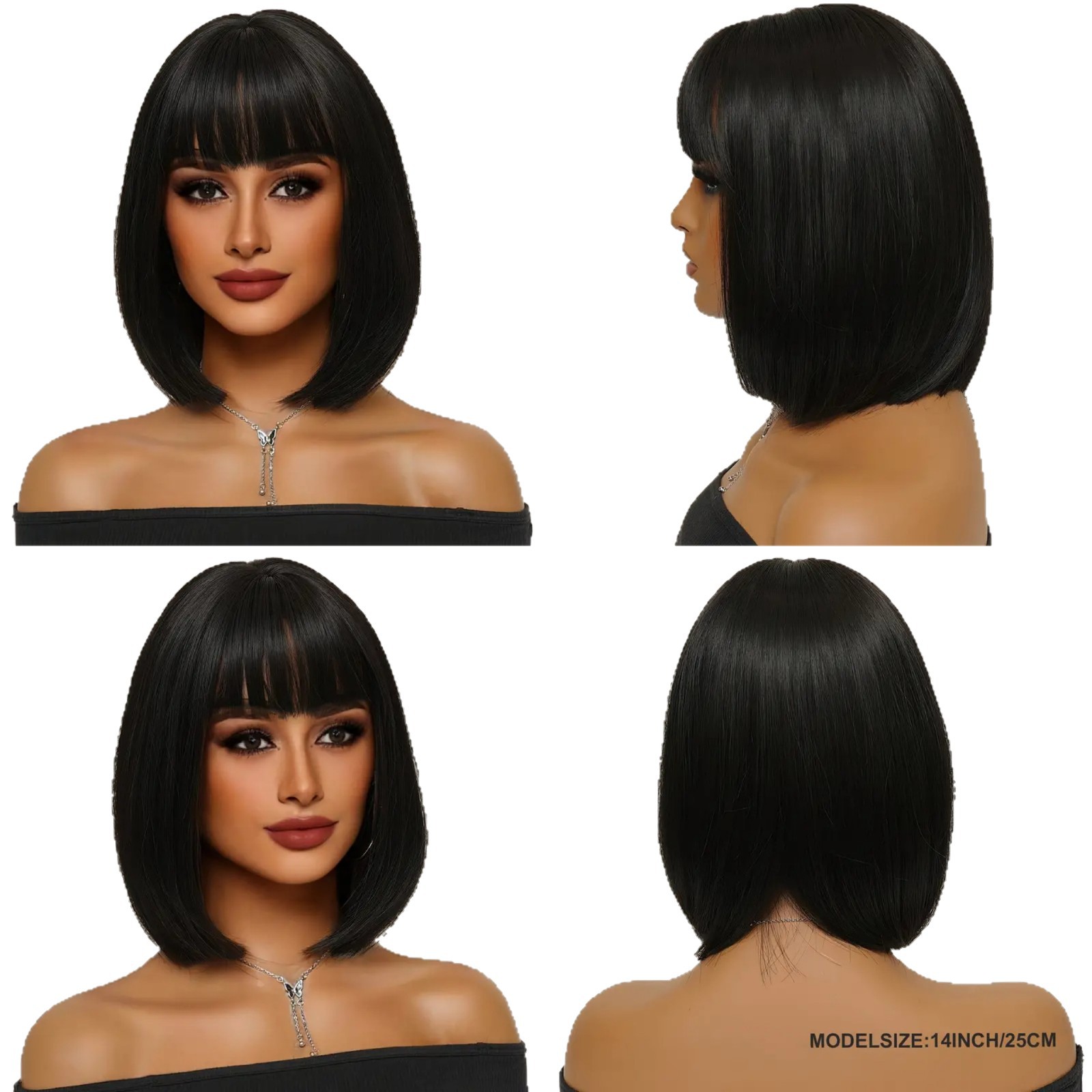 Amazon nuevos productos Europeos y estadounidenses pelucas de cabello corto y recto para mujeres negras bobbing cubierta de cabello corto y recto cubierta de cabello image 5