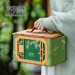 Box border stitching imitation bamboo box 2025 new zongzi packaging gift box portable square empty in stock Dragon Boat Festival packaging
