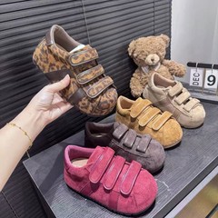 丑萌贝壳头德训鞋女2025新款复古磨砂皮魔术贴大头板鞋洋气女单鞋
