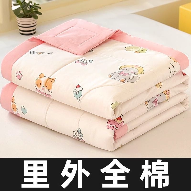 Edredón de verano para niños, algodón puro, lavable a máquina, princesa de dibujos animados, niñas, jardín de infantes, bebé, edredón para aire acondicionado, fino, Clase A