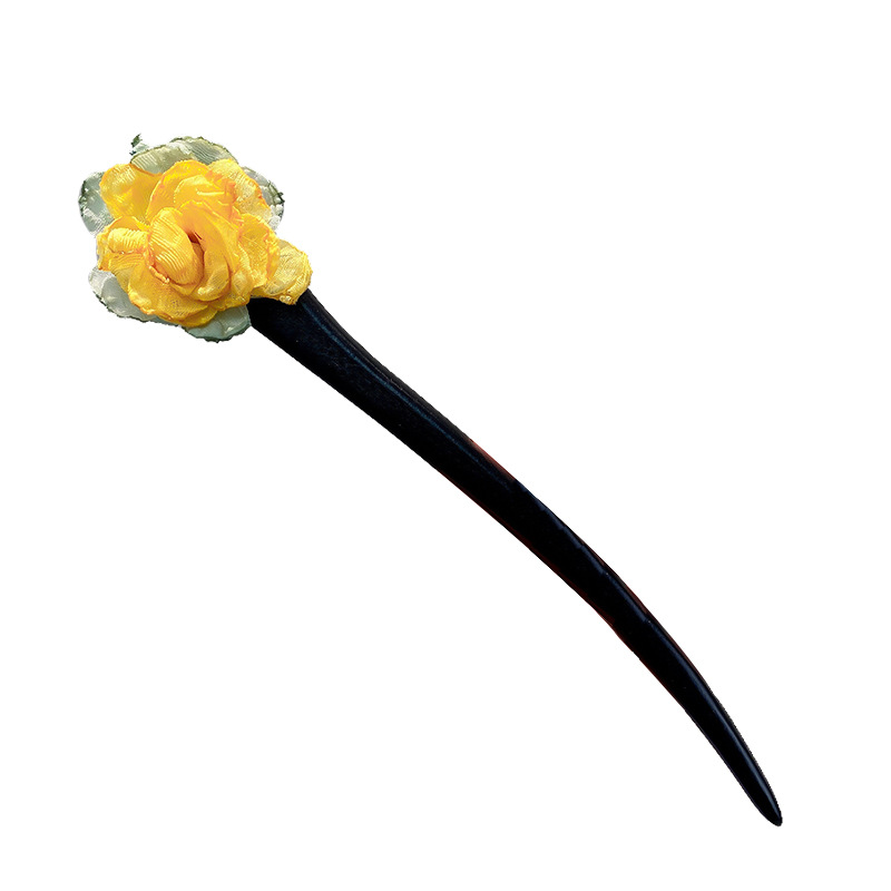 Horquilla de camelia, estilo antiguo negro, bola simple, accesorios para el cabello, placa de sentido avanzado, horquilla, tocado, temperamento, horquilla Hanfu