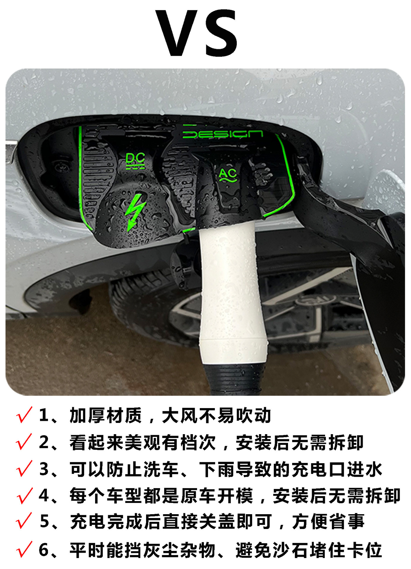 Special flip type charging port waterproof cover for special car, rain cover, dust-proof hidden, rain-proof, leak-proof, non-destructive modification and installation