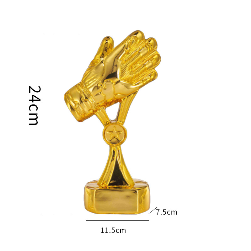 Copa de Europa Trofeo de portero de fútbol Guantes de oro Tirador de portero Trofeo de pelota de oro Partido de resina Trofeo de fútbol grabado