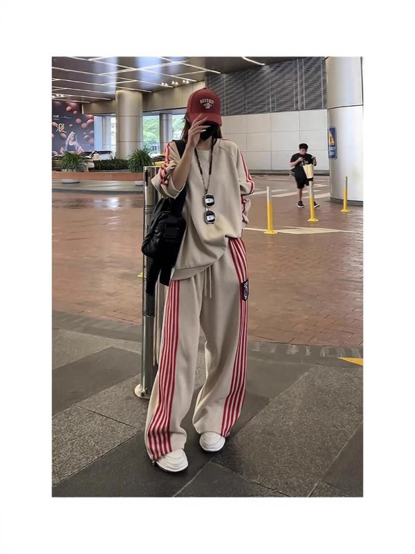 跨境2025秋冬欧货时尚运动服套装女春秋学生韩版宽松卫衣阔腿裤|undefined