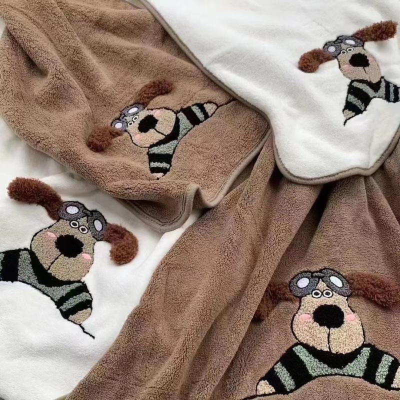 Cartoon Handdog High Density Coral Fleece Towel Bath Towel Face Towel Household Cute Super Soft Absorbent Towel Factory Wholesale