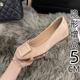 Small Height 5cm Nude Square Buckle Shallow Mouth Shoes Women's 2024 Summer New French Round Toe Soft Flat Shoes