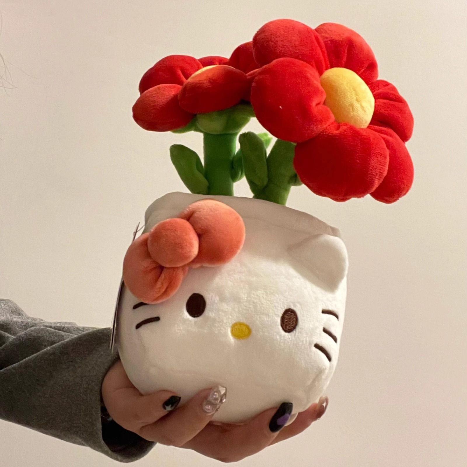 可爱卡通HelloKitty毛绒盆栽花kt猫玩偶公仔生日礼物女生可爱摆件