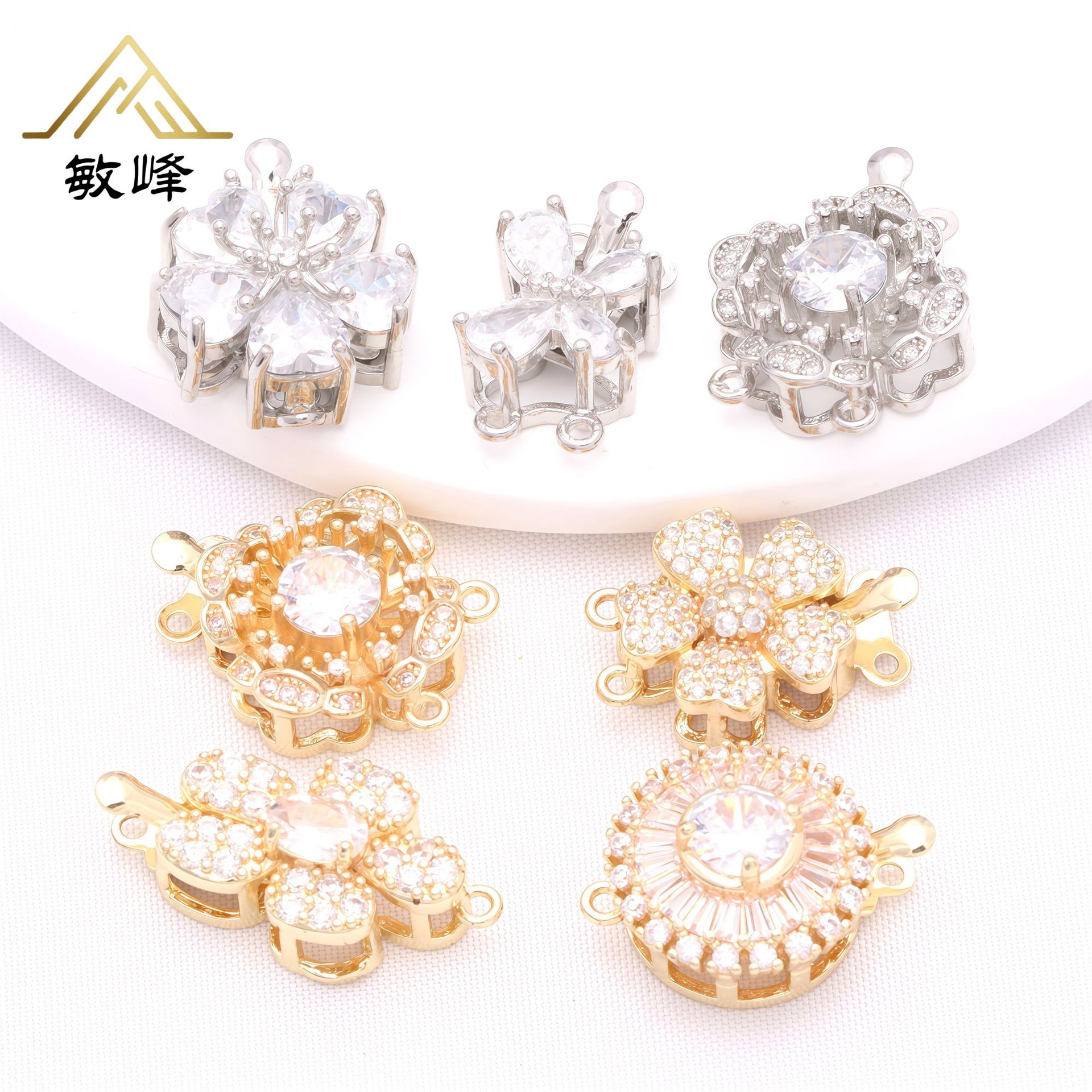 14K Gold-Filled Color-Preserving Zircon-Inlaid Bar Clasp Pearl Chain End Clasp Buckle DIY Handmade Jewelry Accessories