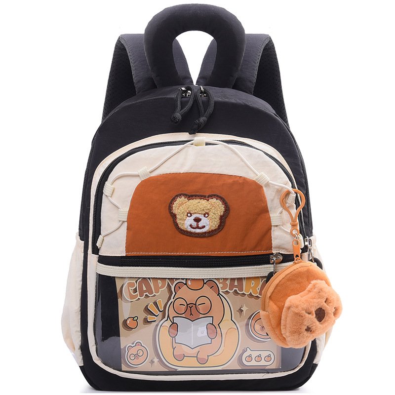Mochila infantil Capibara, caricatura encantadora mochila preescolar para niñas, mochila para niños de clase media y grande.