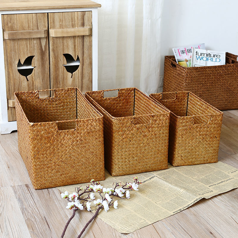 Handwoven Rattan Storage Basket With Lid And Inner Fabric Lining_voghion.com