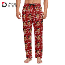 美国圣诞节居家裤男仿棉长款3D印花美国亚马逊个性睡裤定制厂家