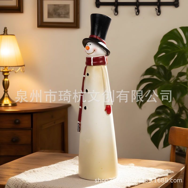 跨境亚马逊新品红围巾雪人树脂摆件客厅玄关园艺庭院树脂摆件装饰|undefined