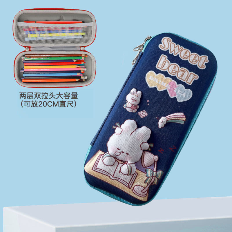 Estudiantes de primaria lindos dibujos animados 3D estereoscópicos caja de papelería caja de lápiz EVA anti-caída a prueba de presión coreana bolsas de lápiz para niños al por mayor