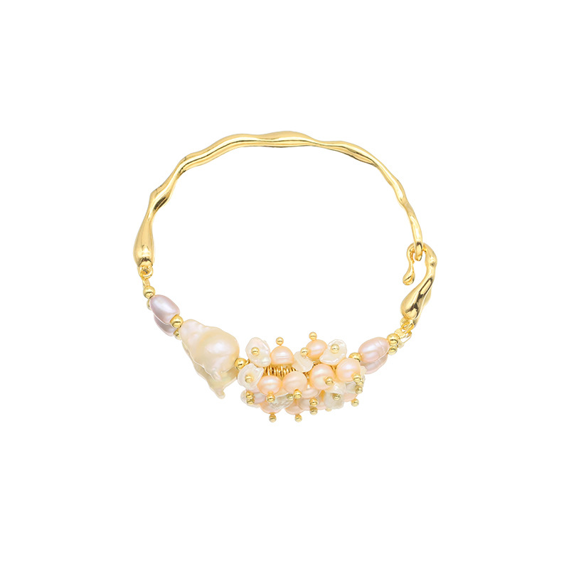 Pulseras de perlas de agua dulce ligeras de lujo natural nicho de alto nivel temperamento pulseras de oro 18k fábrica de joyas de oro al por mayor mujeres
