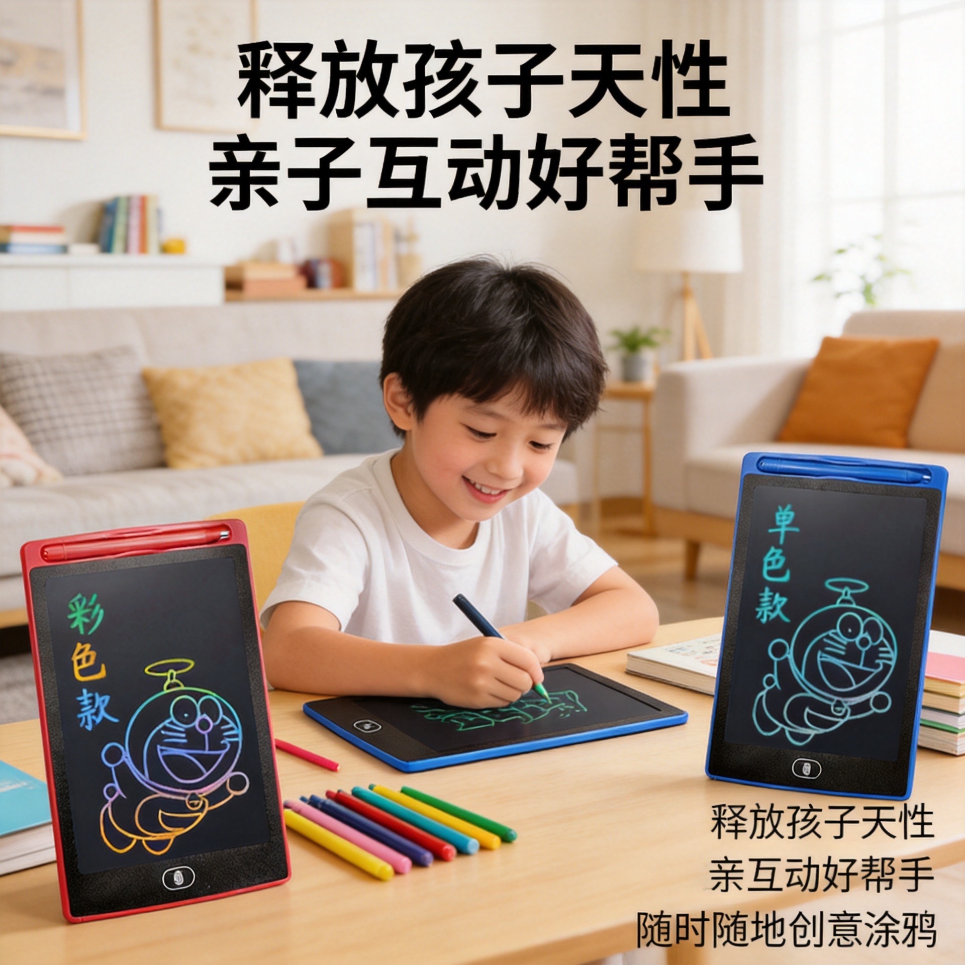 Cross-Border 8.5-Inch 12-Inch Writing Board for Children, Lcd Erasable Handwriting Board, Electronic Blackboard, Doodle Drawing Board, Customizable