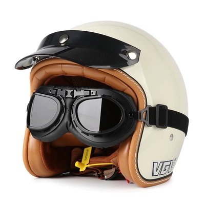 Summer All-Season Universal Safety Helmet, Motosiklet dəbilqələri - m-milky-white-black-mirror-free-hat-brim-face-towel