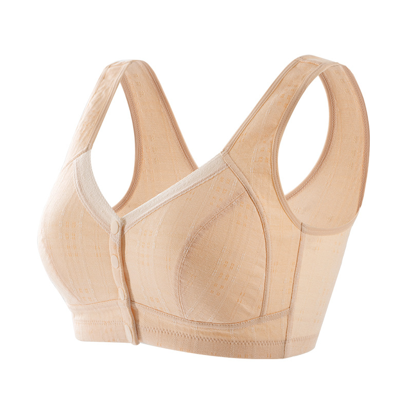 Nueva hebilla frontal ropa interior de las mujeres Chaleco de algodón suave de mediana edad y ancianos sujetador más tamaño inalámbrico mamá ropa interior mujeres