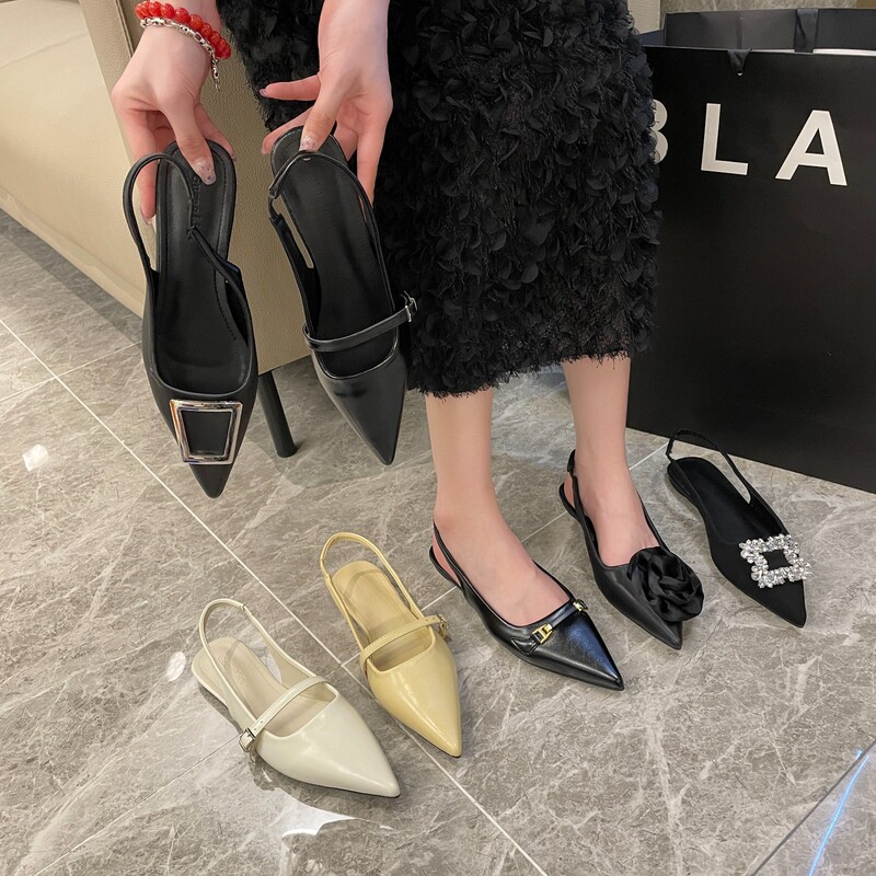 Pointed Flat Not Tired Feet Baotou Sandals Fairy Shoes 2025 New Spring and Summer Pointed Elegant Niche Single-layer Shoes