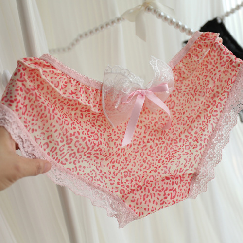 A36 mesh transparent breathable briefs women's underwear lace embroidery large bow low waist ruffle sexy