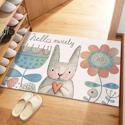 Avtomobil döşəmə paspasları — Mat, Foyer - crystal-velvet-cartoon-entrance-door-mat-small-gray-rabbit-4060cm