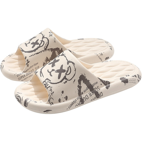 EVA home slippers with a shit-stepping feeling for home men's summer large size printed men's rhombus massage sandals wholesale for women