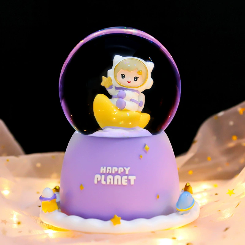 Новый милый кристальный шар с космонавтом, креативный мальчик, тянущийся к звездам, снежный сказочный космический путешествие, стеклянный шар