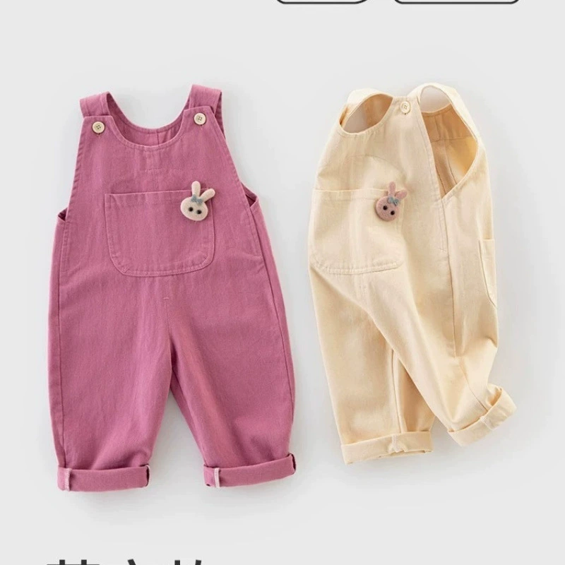 Хлопчатобумажные нагрудные брюки для девочек весна осень 1-2 года 3 года младенцы иностранные сшитые брюки брюки брюки детское осеннее платье