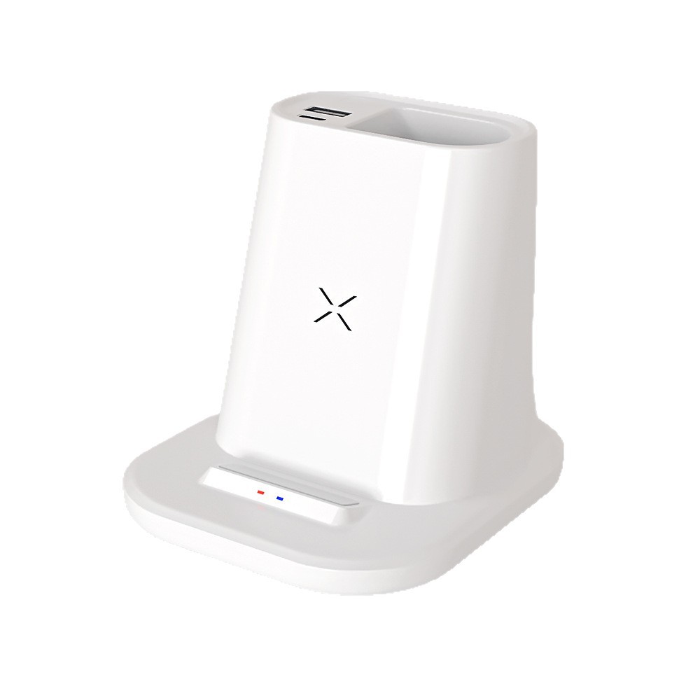 Organizador de escritorio con interfaz PD, portalápices, ventilador pequeño externo, lámpara de escritorio pequeña, caja de almacenamiento, cargador inalámbrico