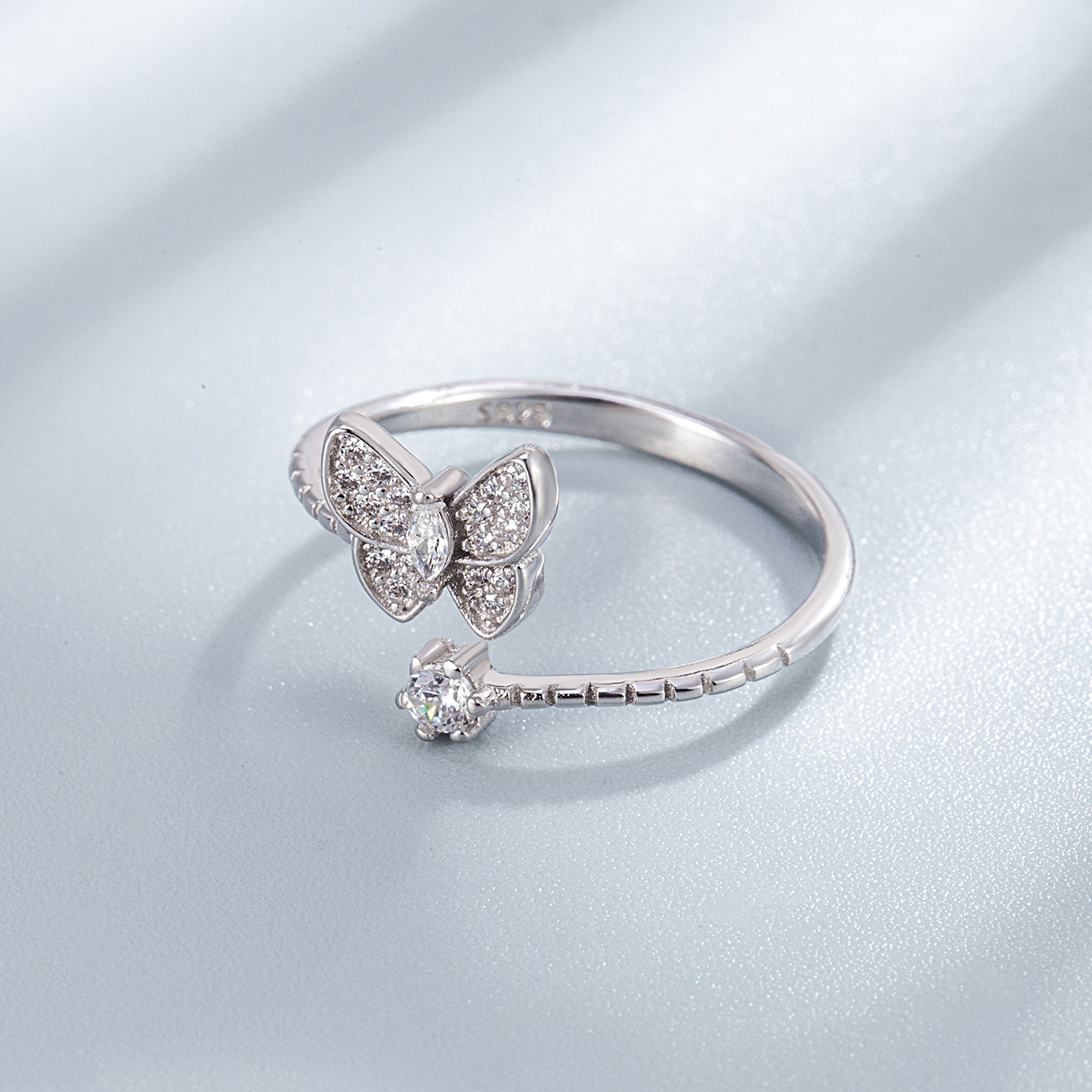 Holiday, Daily Occasion 925 Sterling Silver Material 925 Sterling Silver Butterfly Open Rings 925 Sterling Silver Rings