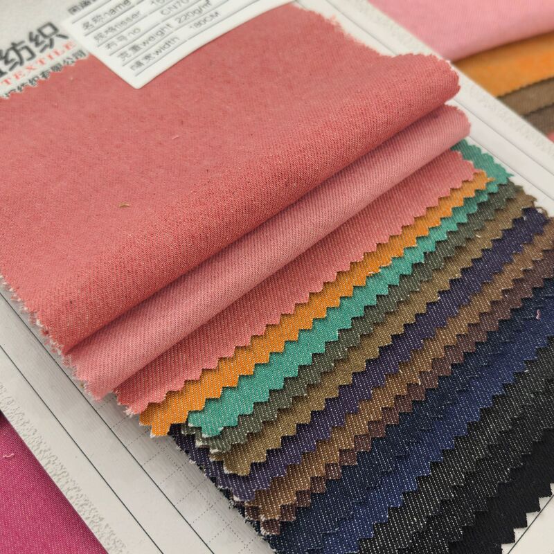 210g Thin Colorfulful Denim Fabric Khaki Purple Cotton Twill Washed Denim Fabric 210g Thin Colorfulful Denim Fabric Khaki Purple Cotton Twill Washed Denim Fabric