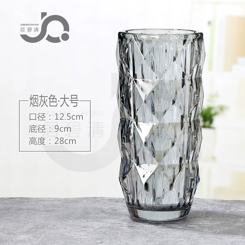 Glass Vase Rousseau Series, European-style Luxury, Black & Red Accent, 21×17.5×31.5 cm