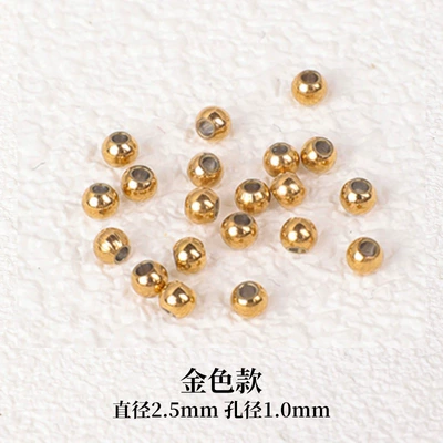 bracelet round beads beaded necklace | Zərgərlik ara hissələri - free-shipping-for-orders-over-38-titanium-steel-beads-gold-25mm-100-pieces