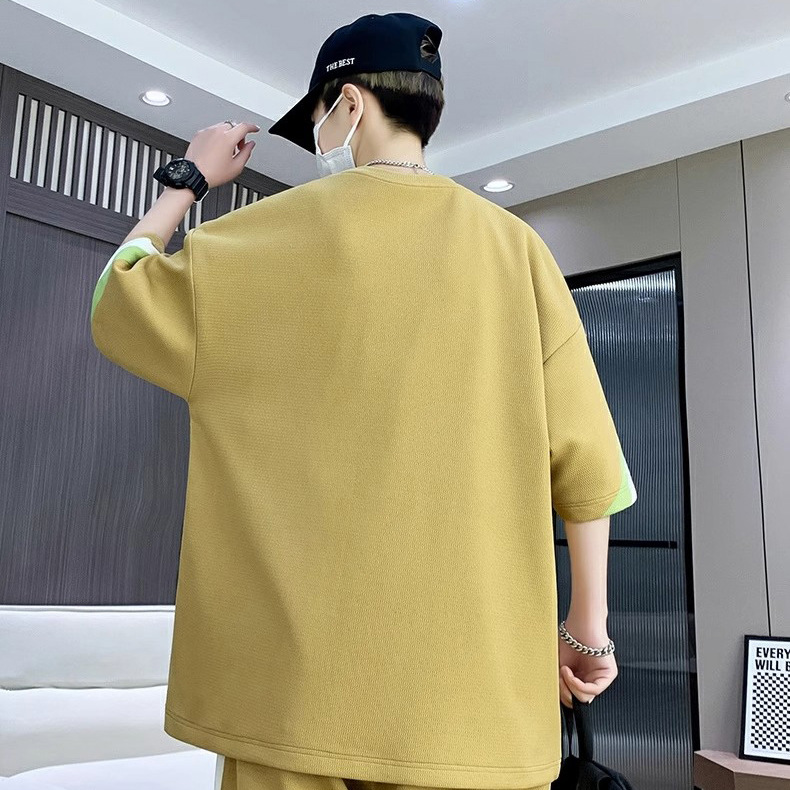 Casual Suit Boys Short-Sleeved Summer 2025 New Youth Men's Handsome Trendy Student T-Shirt Two-Piece Set