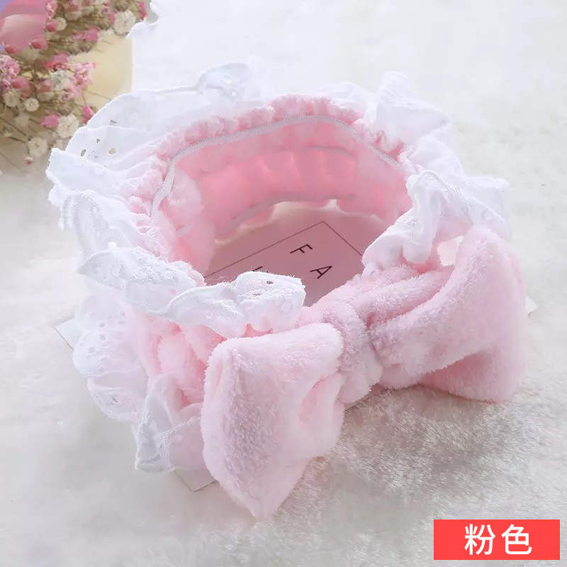 [Entrega de una pieza] ins japonés terciopelo coral suave arco vintage oreja de madera encaje banda para el cabello