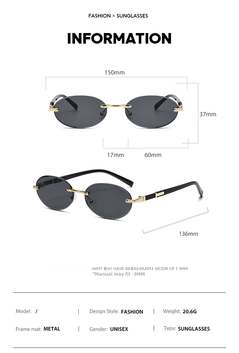 1584 New European and American Trendy Cut Edge Distinctive Oval Frame Sunglasses 2024 New Arrival Frameless Hot Girls Hip Hop Sunglasses_voghion.com
