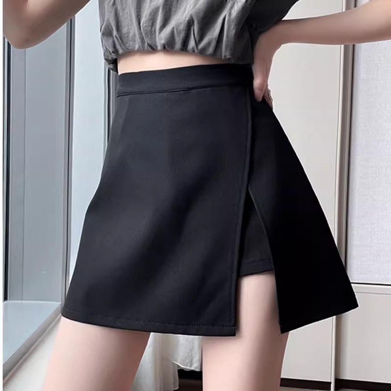 High waist suit skirt women's design split A- line skirt 2024 spring new anti-exposure One-Step Short culottes