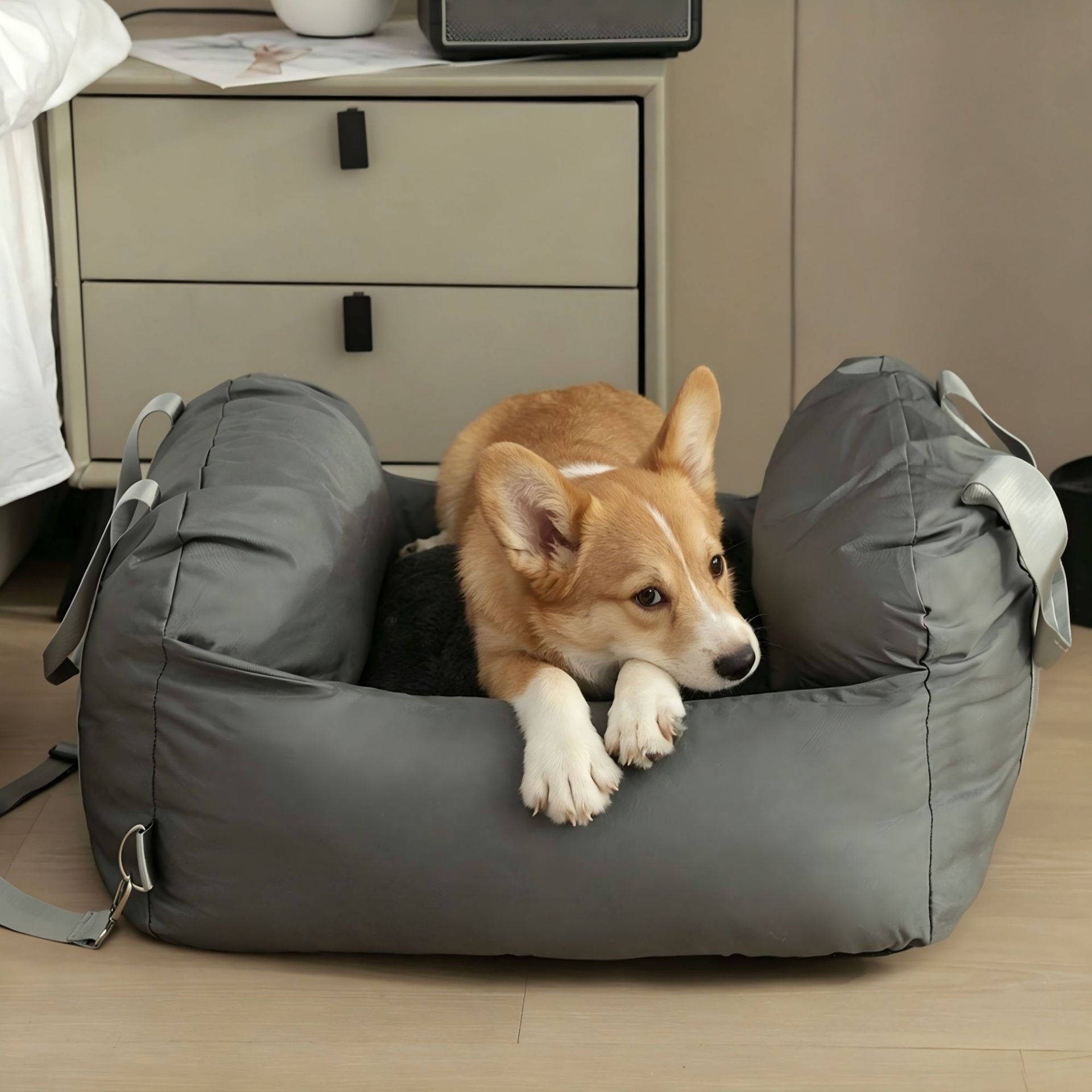 Nido para automóvil para mascotas, perrera portátil extraíble y lavable, bolsa portátil para mascotas al aire libre, asiento de seguridad para copiloto, cojín para mascotas