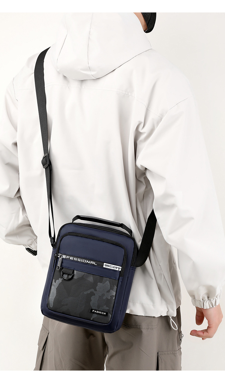 2024 New trendy men's bag, waterproof Oxford fabric single-shoulder crossbody backpack, men's vertical multi-functional casual messenger bag undefined