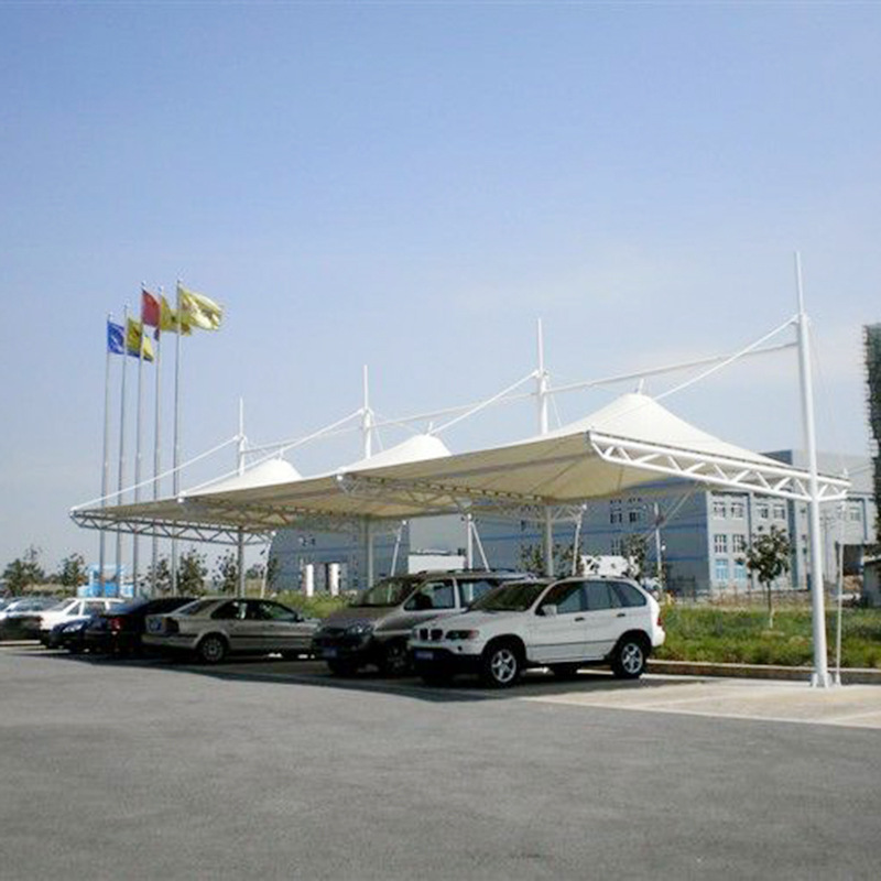 机动车膜结构车棚学校工厂膜结构固定遮阳挡雨汽车棚上门安装
